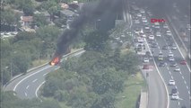 15 Temmuz Şehitler Köprüsü bağlantı yolunda otomobil yangını