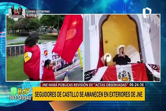 Seguidores de Pedro Castillo piden transparencia al JNE por actas observadas