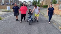 Look at the moment a brave Hartlepool girl's dream came true as she rides her special new bike