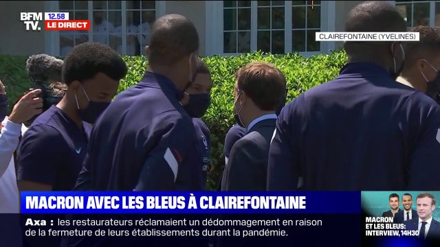 Merci pour le vaccin ! : Emmanuel Macron rencontre Kylian Mbappé à Clairefontaine