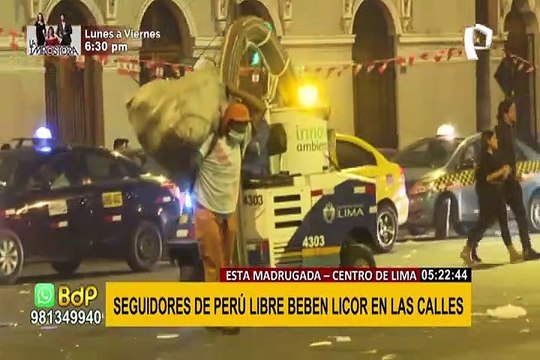 Seguidores de Perú Libre beben licor en las calles en pleno toque de queda