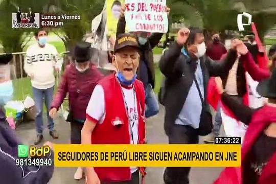 Seguidores de Perú Libre siguen acampando en exteriores del JNE