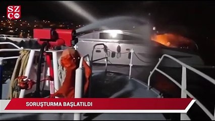Yanan motor yattaki üç kişi son anda kurtarıldı