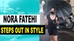 Nora Fatehi stuns in black as she steps out in Mumbai rain