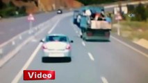 Şoför freni patlayan kamyondan atlayarak kurtuldu