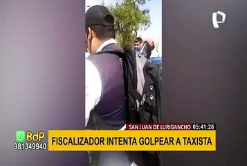 Fiscalizador intenta golpear a taxista durante confuso incidente