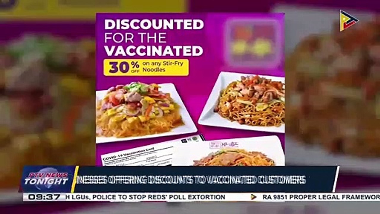 Businesses offering discounts to vaccinated customers