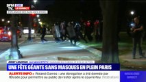 Les forces de l'ordre interviennent à l'esplanade des Invalides à Paris pour évacuer les fêtards
