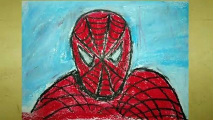 Spider-man  drawing by pastel colour
