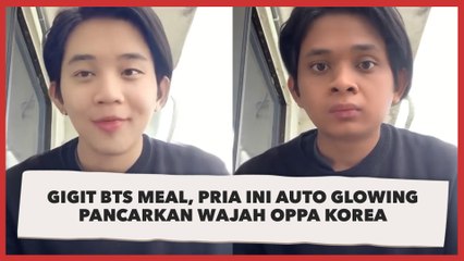 Kocak, Gigit BTS Meal, Pria Ini Auto Glowing Pancarkan Wajah Oppa Korea