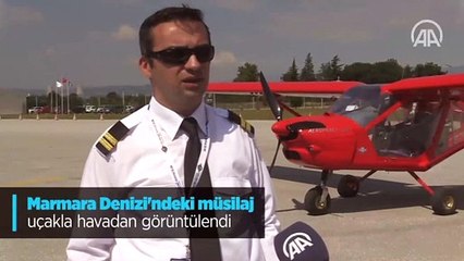 Marmara Denizi'ndeki müsilaj uçakla havadan görüntülendi