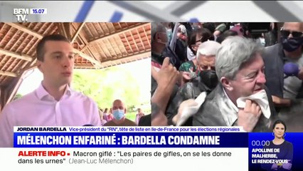 Jean-Luc Mélenchon enfariné: Jordan Bardella condamne toute "attaque physique contre des élus"