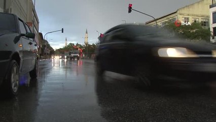 Edirne'de yağmur sonrası gökkuşağı sürprizi