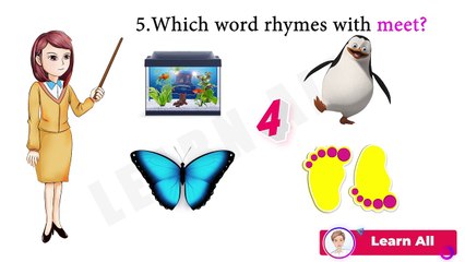 Rhyming words MCQ test for primary students
