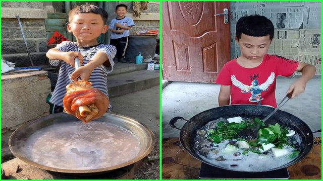 Respect ! Rural life little boy cooking food 조리 クック