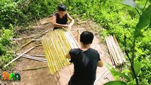 Build Houses Of Wooden And Bamboo Rabbits - Primitive House Building Skills - Playground For Rabbits