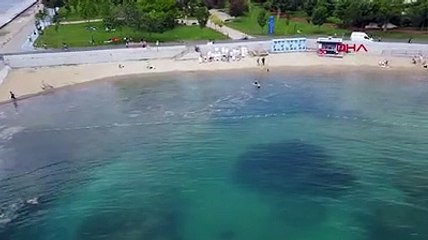 Müsilaja aldırmadan denizde yüzdüler