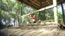 Build Bamboo House With Slide Into The Most Beautiful Swimming Pool In The Forest