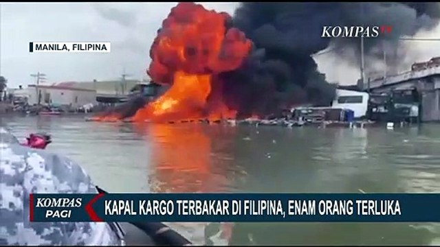 Insiden Kapal Kargo Terbakar di Manila Filipina, 6 Orang Terluka