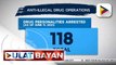 118 drug suspects, arestado sa buy bust ops ng PNP at PDEA sa loob ng tatlong araw