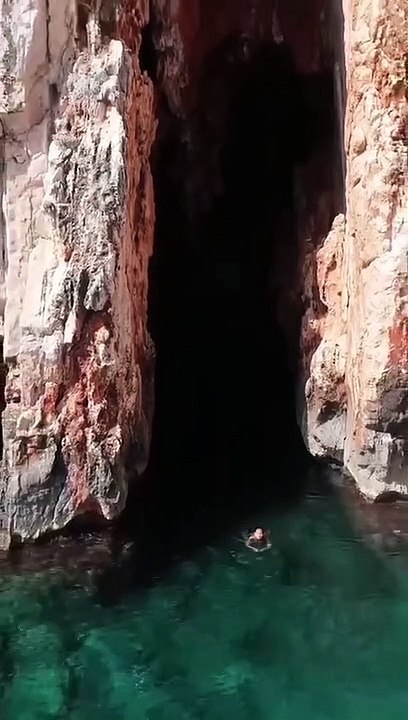 swimming under the caves