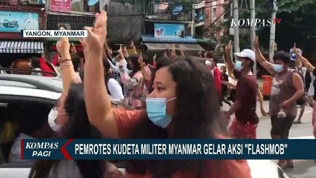 Pendemo Kudeta Militer Myanmar Gelar Aksi Flashmob