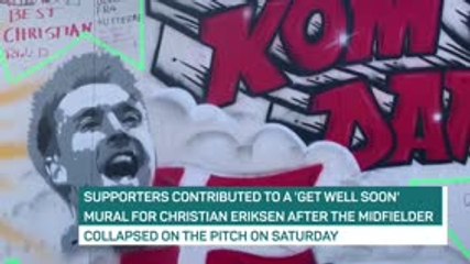 Denmark fans make Eriksen 'get well soon' mural