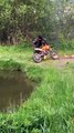 Boy Throws Flaming Dirt Bike into Lake and Retrieves it