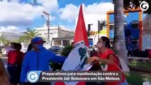 Manifestantes do MST em São Mateus aguardam a chegada do Presidente Jair Bolsonaro