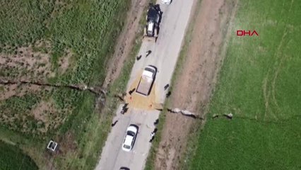 YOL VE TARIM ARAZİSİ ÜZERİNDE 1 KİLOMETRE UZUNLUĞUNDA YARIK OLUŞTU