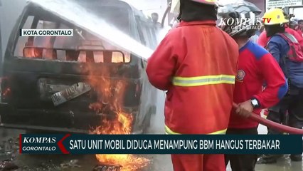 Sebuah Mobil Diduga Menampung BBM Hangus Terbakar