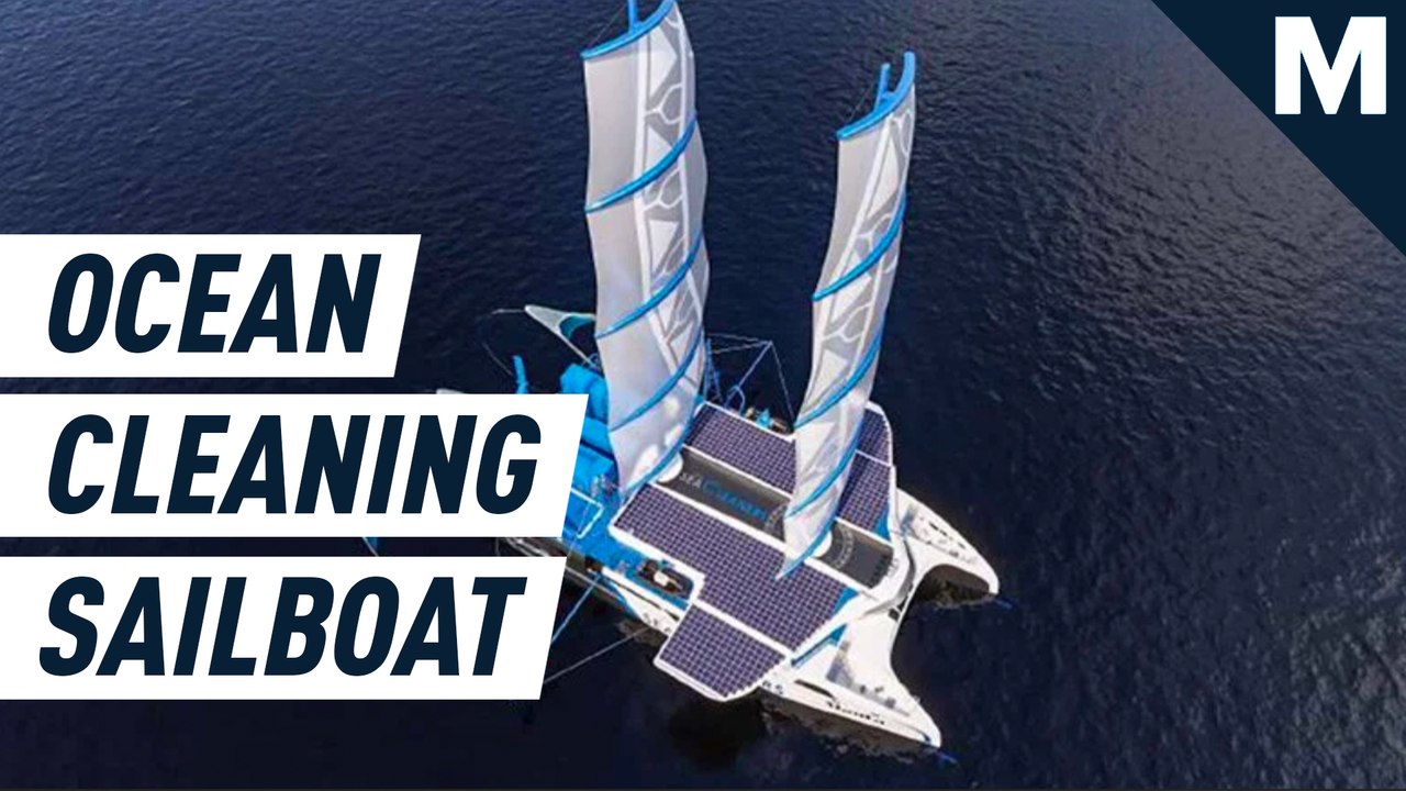 A giant solar sailboat is set to sweep up plastic from polluted oceans