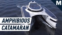 This amphibious catamaran concept is entirely solar-powered