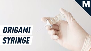 Origami vaccination syringe made entirely out of silicone