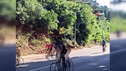 Beykoz’da düzenlenen bisiklet yarışında talihsiz kaza kamerada