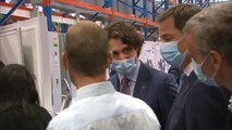 Le Premier ministre canadien Justin Trudeau en visite au site Pfizer à Puurs