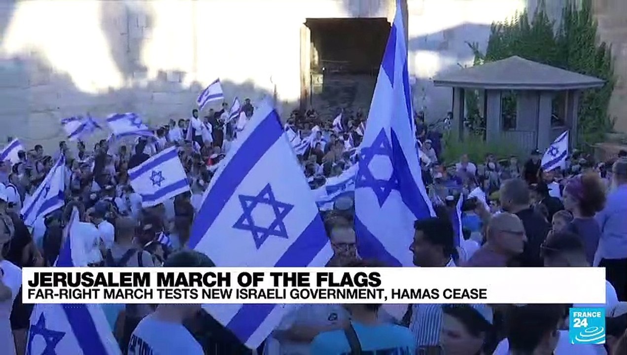 Israeli nationalists march in East Jerusalem un...