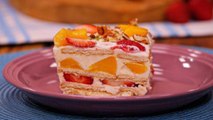 Postre cremoso de galletas Marías y frutas SIN HORNO.| Cocina Delirante