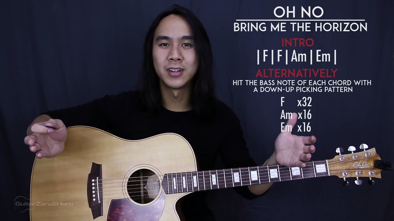Oh No Bring Me The Horizon Guitar Tutorial Lesson Acoustic
