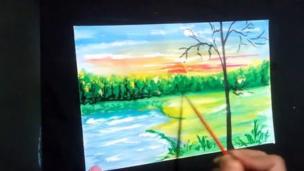 How to paint a scenery with water colour |beautiful landscape painting no-4