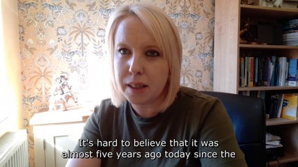 Laura Collins speaks on the anniversary of the death of Jo Cox