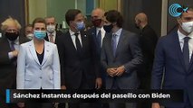 Sánchez instantes después del paseíllo con Biden