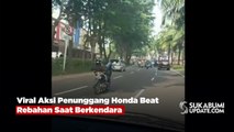 Viral Aksi Penunggang Honda Beat Rebahan Saat Berkendara