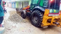 Case Loader Backhoe working Ballast & Sand Disperse on road In Rainny Weather - High Speed Control Dozer By Operator  || Road Plan