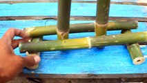 Make Bamboo Water Fountain With Water Powered  Hammer And Hand Saw (Monjolo)