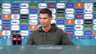 Cristiano Ronaldo's amazing reaction to seeing Coca-Cola bottles at a press conference