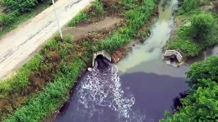 BURSA - Marmara Denizi'ne dökülen 'Nilüfer Çayı'nın rengi atık deşarjıyla kirlenip siyaha dönüyor