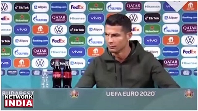 Ronaldo removes Coca-Cola bottles in press conference | 'Drink water'