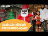 Veja porque papais noéis negros se espalharam pela decoração de um bairro inteiro