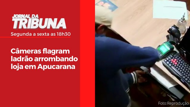 Câmeras flagram ladrão arrombando loja em Apucarana